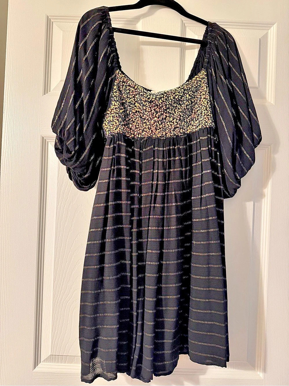 By Together Hyped In Striped Dress Black & Gold Like New